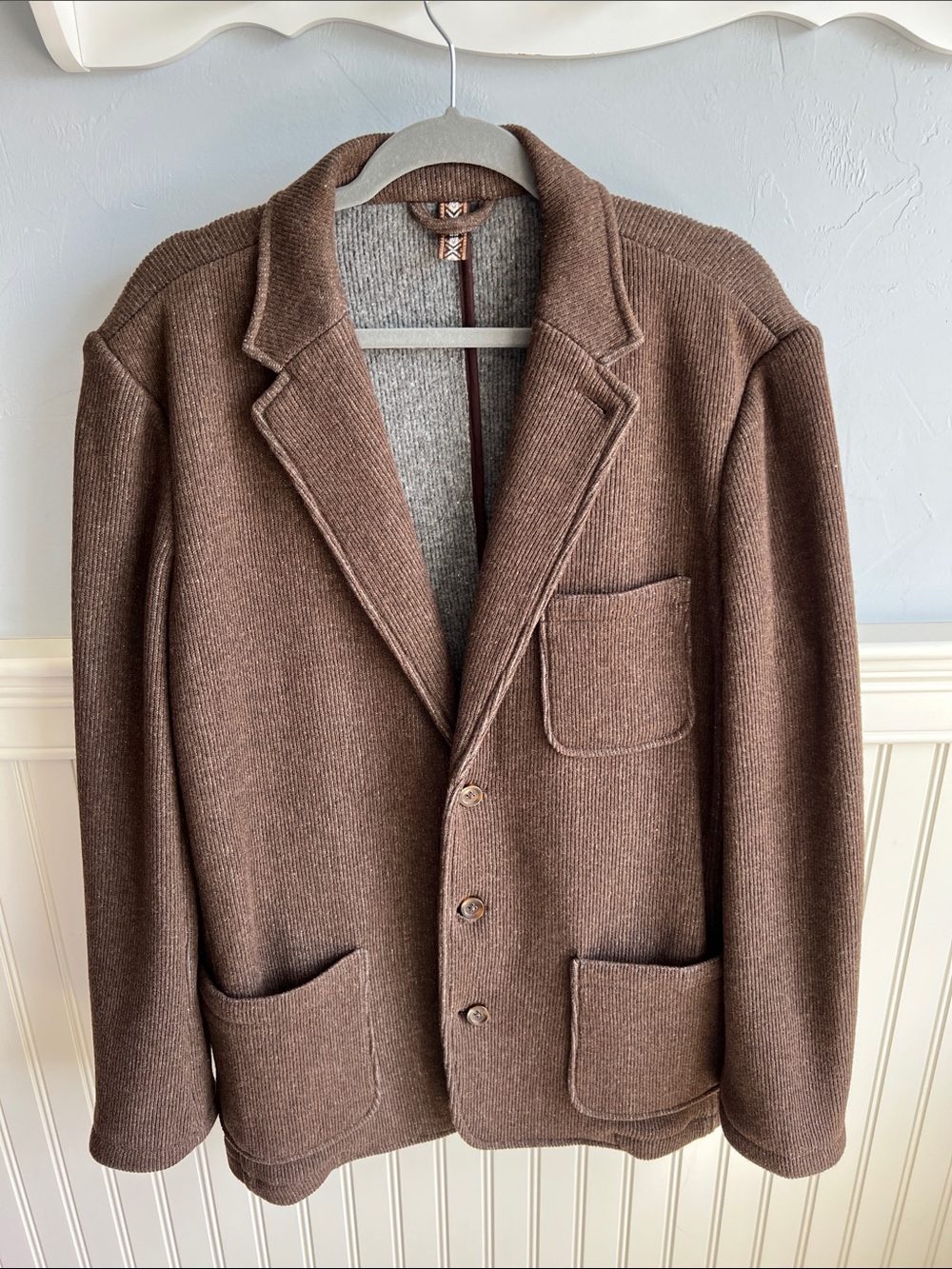 The Territory Ahead Men Brown Knit Blazer Jacket Size Large